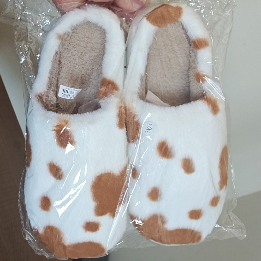 Cozy White and Brown Polka Dot Slippers